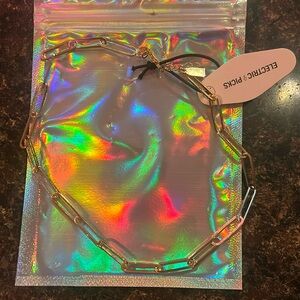NWT Electric Picks gold paperclip choker necklace